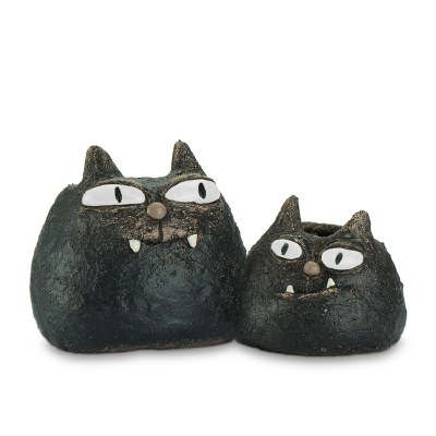 4" Spooky and Fang Cat Planter