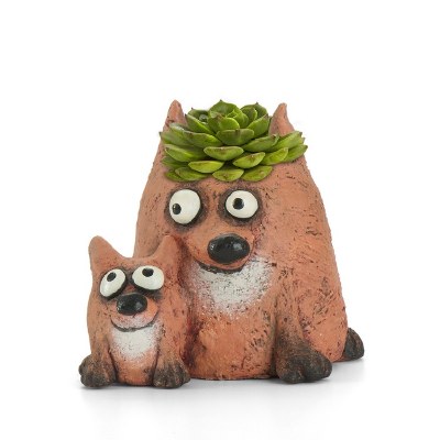 4" Brown Maddie and Pip Fox Planter