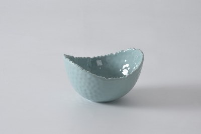 5" Blue Oval Textured Melamine Bowl by Pampa Bay