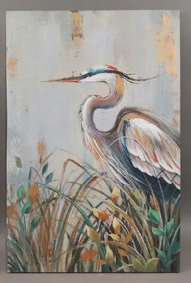 36" x 24" Multicolor Heron Coastal Canvas