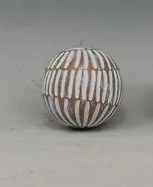 3" White Wash Lines Polyresin Orb