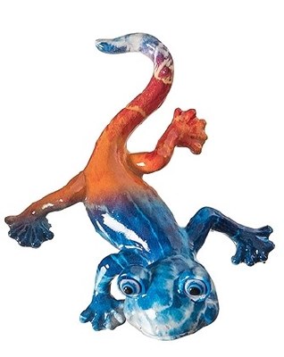 4" Blue and Orange Polyresin Gecko Figurine