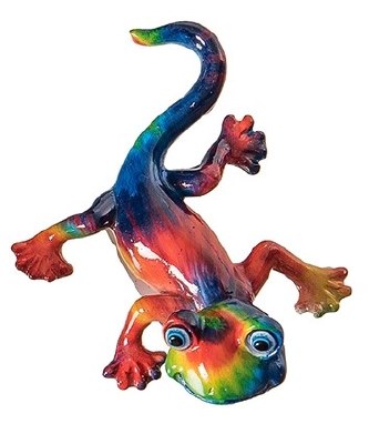 4" Blue, Red, and Green Polyresin Gecko Figurine