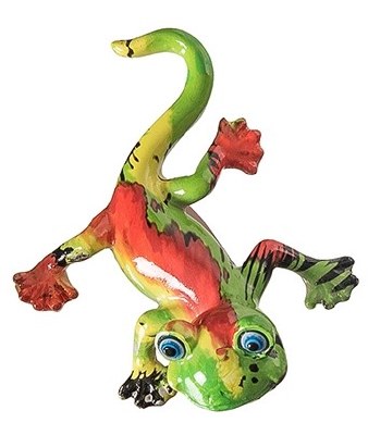 4" Green and Orange Polyresin Gecko Figurine