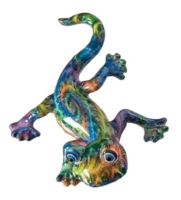 4" Multicolor Swirl Polyresin Gecko Figurine