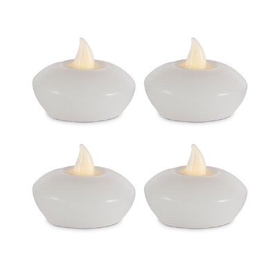 Set of Four 2" Round LED White Wax Floating Candles