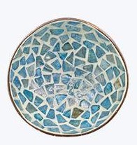 5" Blue Mosaic Capiz in a Coconut Shell