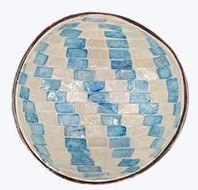 5" Blue Stripe Pattern Capiz in a Coconut Shell