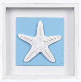 7" Sq Blue Starfish Framed Coastal Plaque