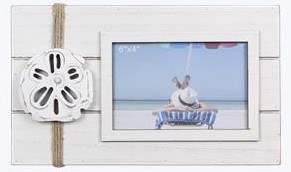4" x 6" White Sand Dollar Coastal Picture Frame