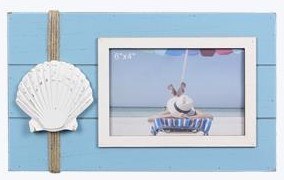4" x 6" Blue and White Scallop Shell Coastal Picture Frame