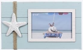 4" x 6" Green and White Starfish Coastal Picture Frame
