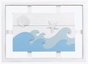 11" x 16" Scallop Shell With Waves Coastal Wall Plaque
