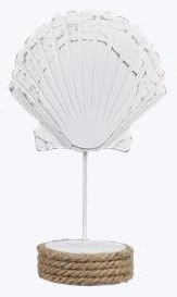 10" Distressed White Scallop Shell on a Stand Statue