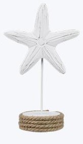 10" Distressed White Starfish on a Stand Statue