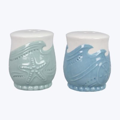3" Blue and Green Waves Salt and Pepper Shakers