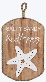 20" x 10"  "Salty Sandy & Happy" Starfish Coastal Wall Plaque