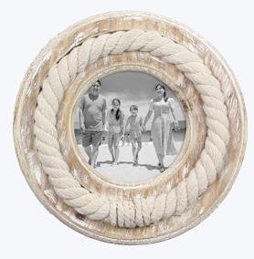 4" Round Light Brown Rope Picture Frame