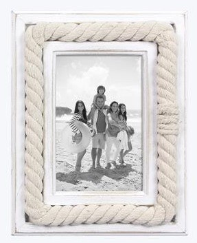 4" x 6" White Rope Picture Frame