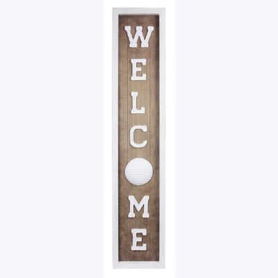 36" x 7" White "Welcome" Golf Ball Plaque