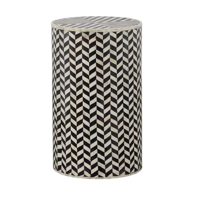 13" Round Black and White Mosaic End Table