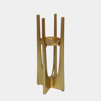 12" Gold Metal Bars Pillar Candleholder