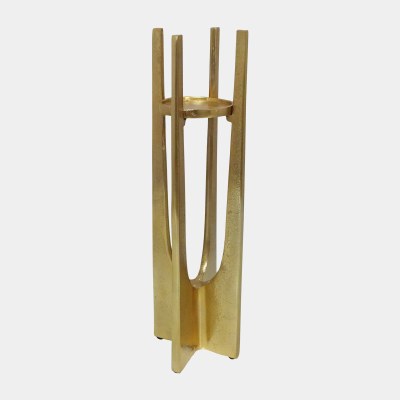 16" Gold Metal Bars Pillar Candleholder