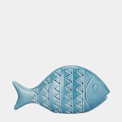 13" Blue Triangle Scale Ceramic Fish