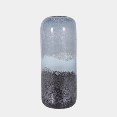 14" White, Gray, and Black Glass Vase