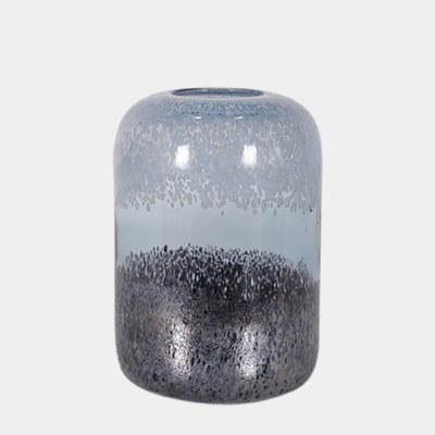9" White, Gray, and Black Glass Vase