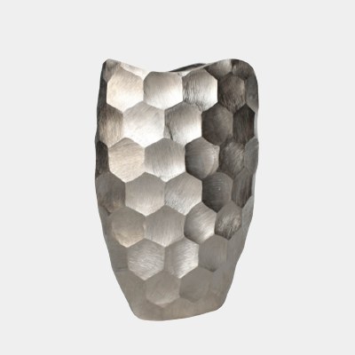 20" Silver Metal Honeycomb Vase