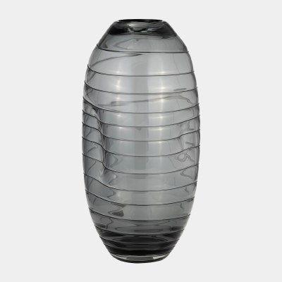 14" Gray Pinch Glass Vase