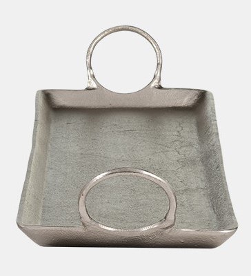 8" x 30" Silver Metal Tray With Ring Handles