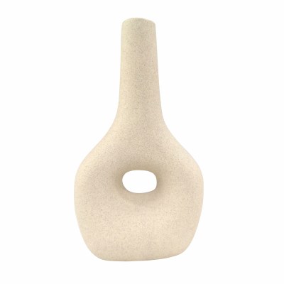 9" Ivory Ceramic Vase With a Hole
