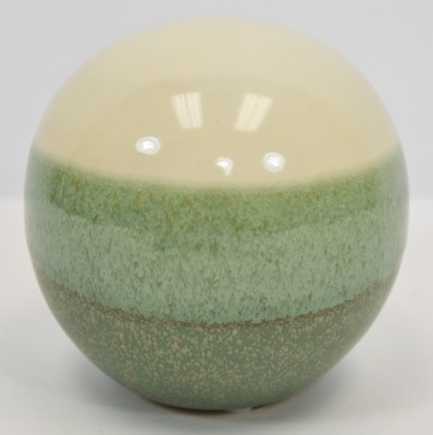 5" Round Sage and White Ceramic Orb