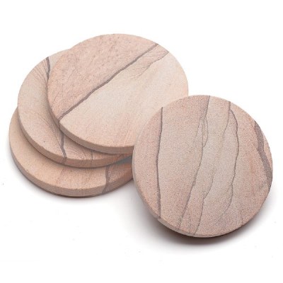Set of Four 4" Round Cinnebar Sandstone Coasters