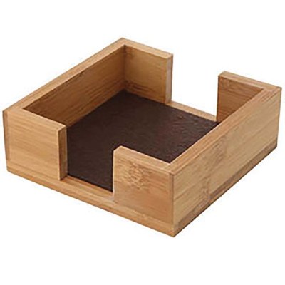 Square Brown Bamboo Coaster Holder