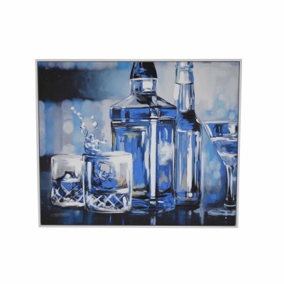 49" x 59" Blue Bar Scene Framed Canvas