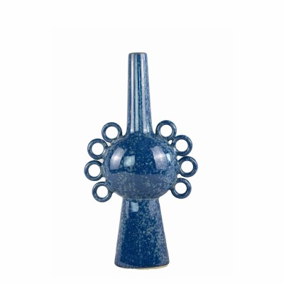 18" Dark Blue Eight Ring Ceramic Modern Vase