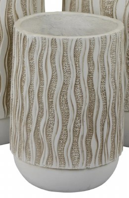 Small Distressed White Textured Striped Pot