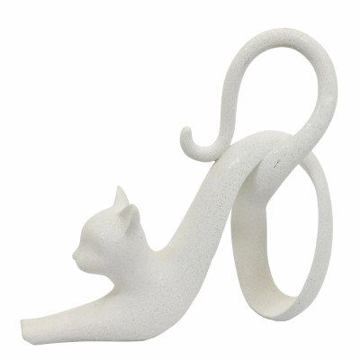 11" White Abstract Cat Sculpture