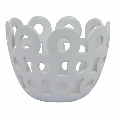11" Round White Ceramic Openwork Bowl