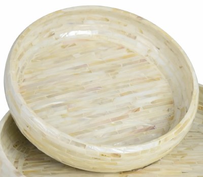 Small Round Mother of Pearl Mosaic Low Bowl