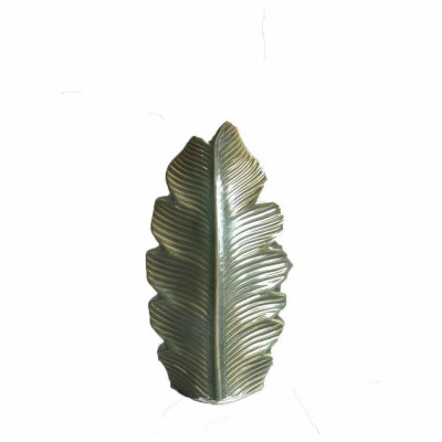 10" Green Tropical Ceramic Leaf Vase