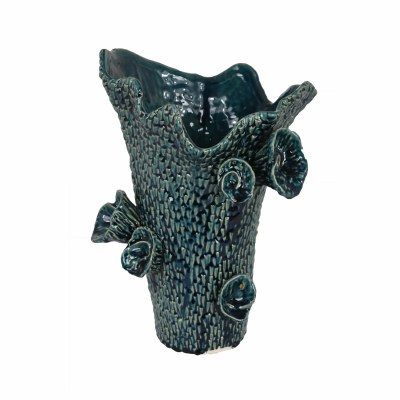 17" Blue Tones Ceramic Barnacle Vase