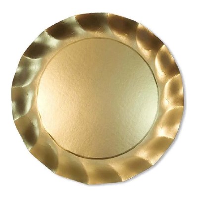 Pack of Eight 13" Round Gold Wavy Plates