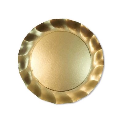 Pack of Eight 10" Round Gold Wavy Plates