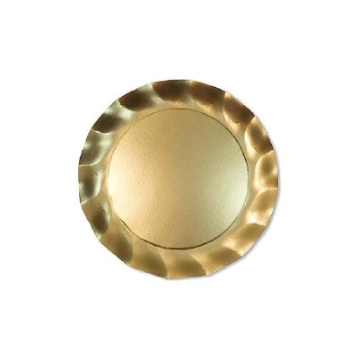 Pack of Eight 8" Round Gold Wavy Plates