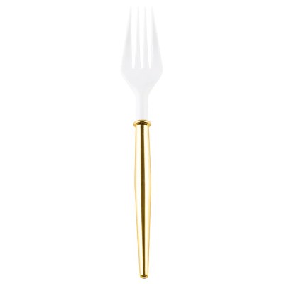 Pack of 20 White and Gold Cocktail Forks