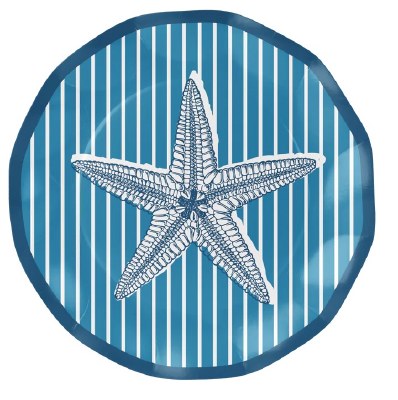 Pack of Eight 8" Round Blue Starfish Nautical Paper Plates